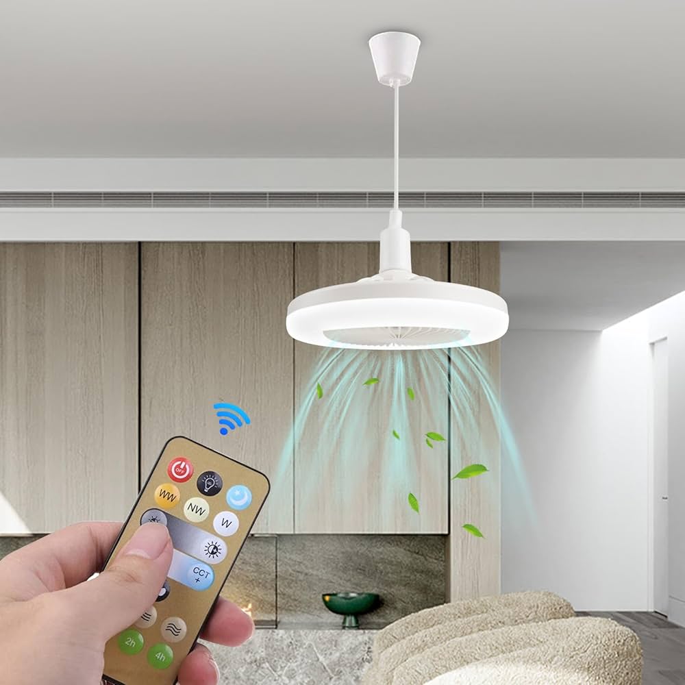 🔥 Ventilateur de plafond multifonctionnel 2 en 1 avec lumière – Compact, intelligent et élégant !